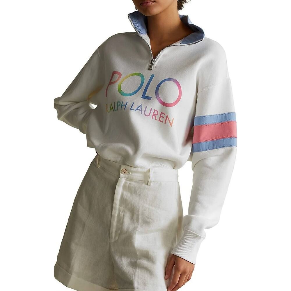 Polo Ralph Lauren Women's Ombre Logo Fleece 1/4 Zip Pullover Sweatshirt